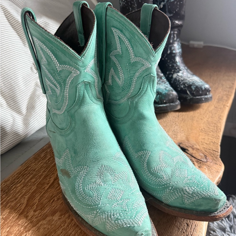 Turquoise Lane Western Suede Ankle Boots - Women's